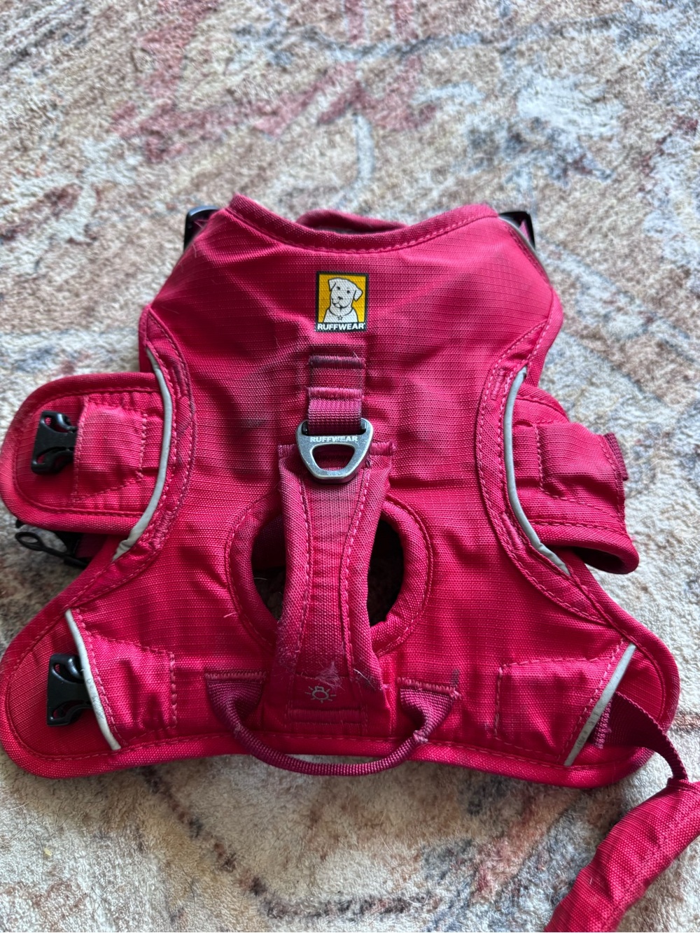 Ruffwear Pink/Red Dog Harness with Front and Back Leash Attachments